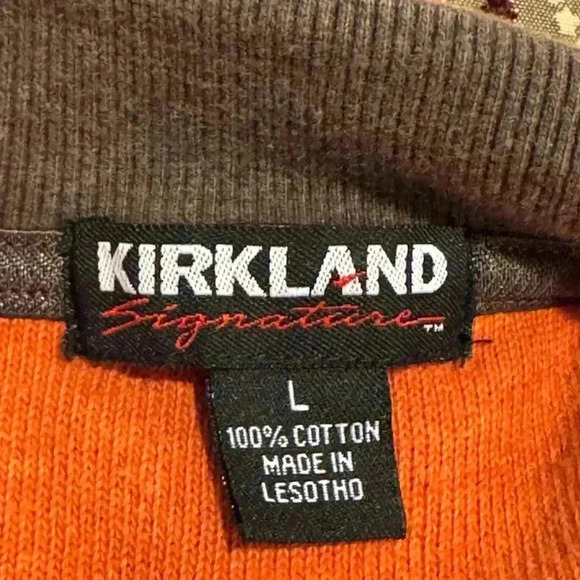Kirkland Signature 1/4 zip 100% Cotton Orange Top - Size Large - Picture 4 of 4